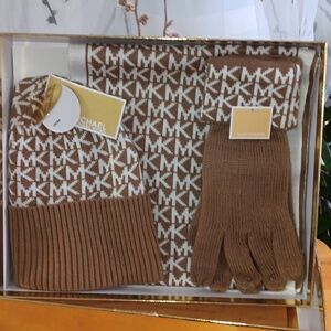 Michael Kors Brown and Cream Accessory Set